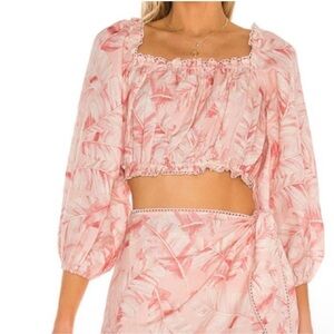 Show Me Your Mumu Claudia Crop Top in Pink Majestic Palm Size S